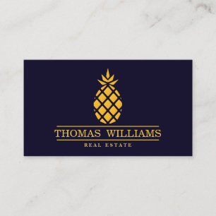 Modernes elegantes Ananas-Logo auf schwarzem Hinte Visitenkarte