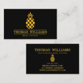 Modernes elegantes Ananas-Logo auf schwarzem Hinte Visitenkarte (Vorne/Hinten)