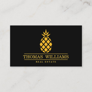 Modernes elegantes Ananas-Logo auf schwarzem Hinte Visitenkarte