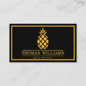 Modernes elegantes Ananas-Logo im schwarzen Hinter Visitenkarte (Vorderseite)