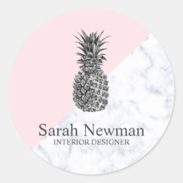 Modernes, elegantes Ananas-Rosa Runder Aufkleber