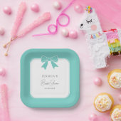 Modernes elegantes Aquamarines Blue Bow Ribbon-Bra Pappteller (Party)