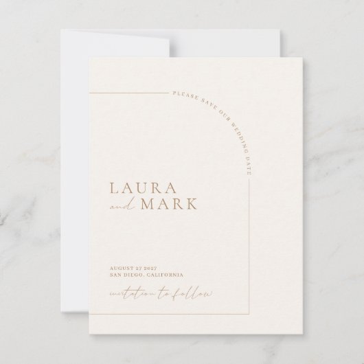 Modernes elegantes Arch-Foto Save the Date (Vorderseite)