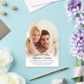 Modernes elegantes Arch Script-Foto Save the Date Acryleinladungen (Insitu (Hochzeit))