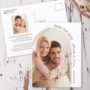 Modernes elegantes Arch Script-Foto Save the Date Postkarte