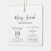 Modernes Elegantes Baby Birth Stats Foto Keramikornament (Links)