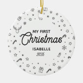 Modernes elegantes Baby First Christmas Foto Keramik Ornament (Vorne)