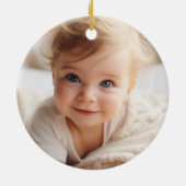 Modernes elegantes Baby First Christmas Foto Keramik Ornament (Hinten)