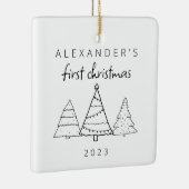 Modernes elegantes Baby First Christmas Foto Keramikornament (Rechts)