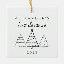 Modernes elegantes Baby First Christmas Foto Keramikornament