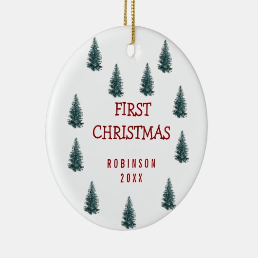 Modernes Elegantes Baby First Christmas Keramik Ornament (Rechts)