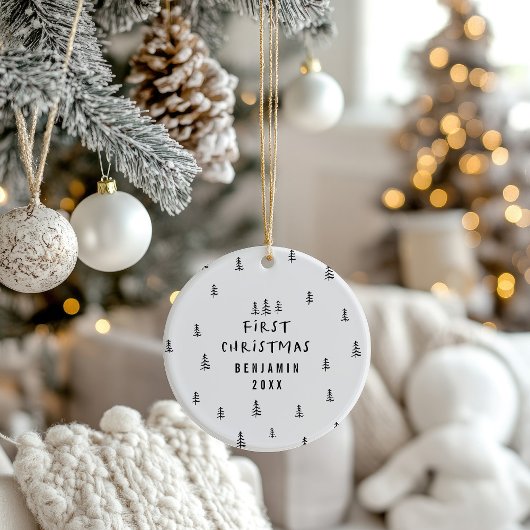 Modernes, elegantes Baby First Weihnachten Keramik Ornament