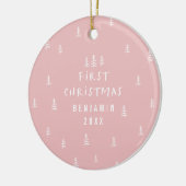 Modernes, elegantes Baby First Weihnachten pink Keramik Ornament (Links)