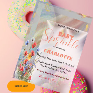 Modernes elegantes Baby Sprinkle Invitation Girl Einladung