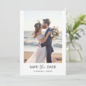 Modernes elegantes Beach Foto Save the Date Einladung (Stehend Vorderseite)