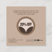 Modernes elegantes Beige Braun Muster Yoga Studio Rabattkarte (Rückseite)