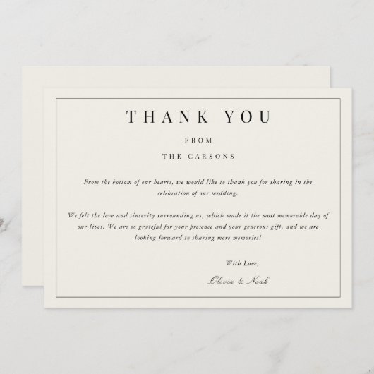 Modernes & elegantes Beige Danke Karte (Vorne/Hinten)