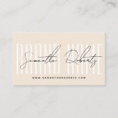 Modernes, elegantes Beige mit Markenzeichen Visitenkarte (Vorderseite)