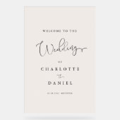 Modernes, elegantes, Beige-Weiß-Transparentes, Skr Acrylschild (Vorderseite)