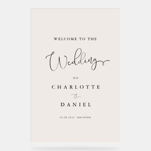 Modernes, elegantes, Beige-Weiß-Transparentes, Skr Acrylschild (Vorderseite)