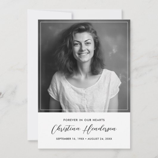 Modernes elegantes Beileid Beerdigung Foto Dankeskarte (Vorderseite)