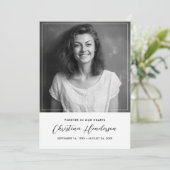 Modernes elegantes Beileid Beerdigung Foto Dankeskarte (Stehend Vorderseite)