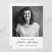 Modernes elegantes Beileid Beerdigung Foto Dankeskarte (Vorne/Hinten)