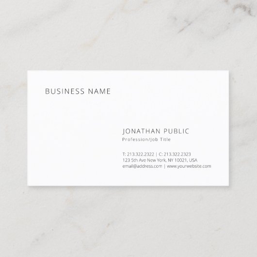 Modernes, elegantes, Berufliches Minimalistisches Visitenkarte (Rückseite)