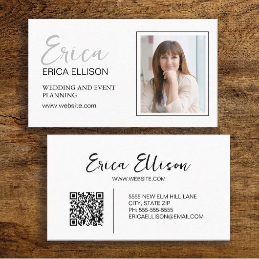 Modernes elegantes Berufliches QR Code Foto Visitenkarte