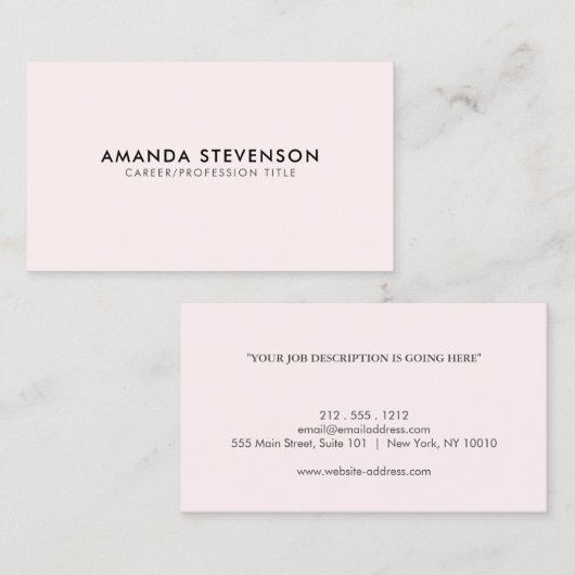 Modernes elegantes Berufliches Schlichtes Rosa Visitenkarte (Vorne/Hinten)