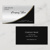 Modernes, elegantes Berufliches Schwarz-Weiß-Silbe Visitenkarte (Vorne/Hinten)