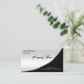 Modernes, elegantes Berufliches Schwarz-Weiß-Silbe Visitenkarte (Stehend Vorderseite)