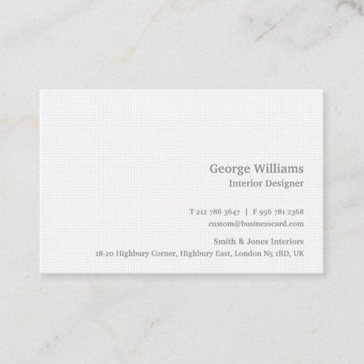 Modernes elegantes Berufliches Weiß-Quadrat-Muster Visitenkarte (Vorderseite)