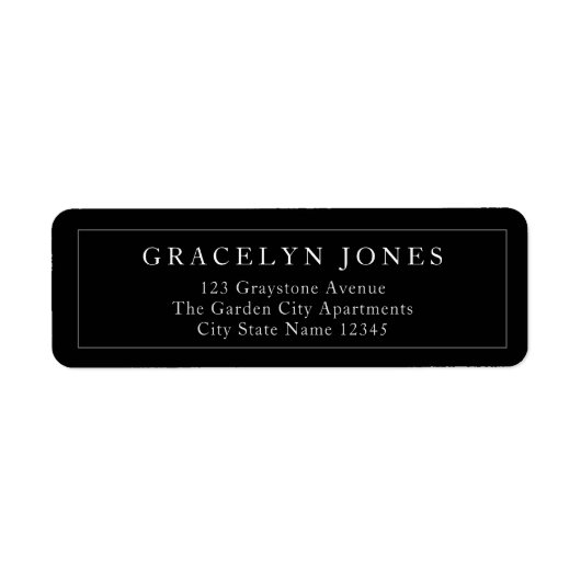 Modernes, elegantes Black Address Label (Vorne)
