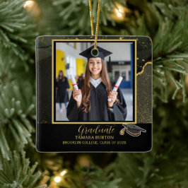 Modernes elegantes Black and Gold Abschluss Foto Keramikornament