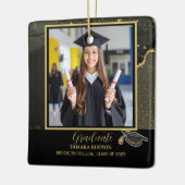 Modernes elegantes Black and Gold Abschluss Foto Keramikornament (Links)