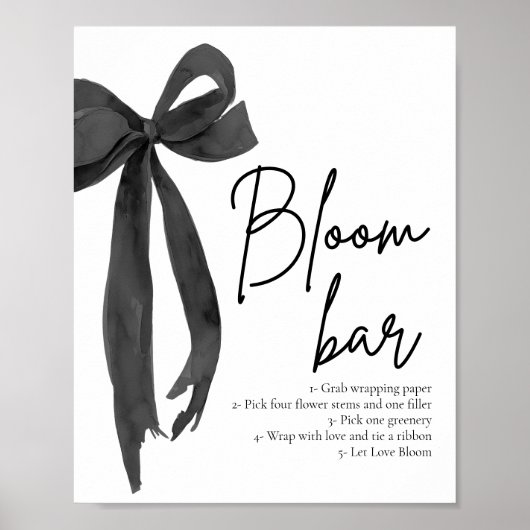 Modernes elegantes Black Bow Bloom Bar Sign Poster (Vorne)
