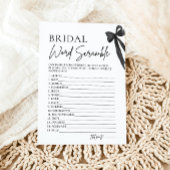 Modernes elegantes Black Bow Bridal Word Scramble Einladung