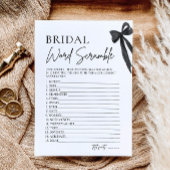 Modernes elegantes Black Bow Bridal Word Scramble Einladung