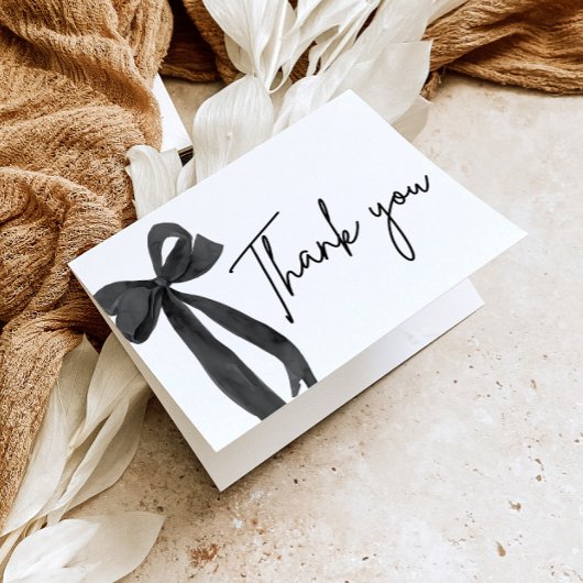 Modernes elegantes Black Bow Coquette Dankeskarte
