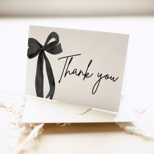 Modernes elegantes Black Bow Coquette Dankeskarte