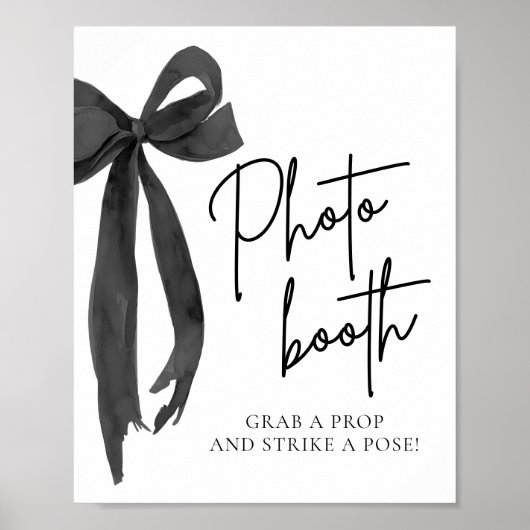 Modernes elegantes Black Bow Foto Booth Sign Poster (Vorne)