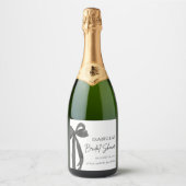 Modernes elegantes Black Bow Ribbon-Brautparty Schaumweinetikett (Vorderseite)