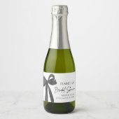 Modernes elegantes Black Bow Ribbon-Brautparty Schaumweinetikett (Vorderseite)