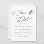 Modernes elegantes Black Calligraphy Foto Wedding Save The Date (Vorderseite)