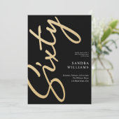 Modernes elegantes Black Gold 60. Geburtstag Einladung (Stehend Vorderseite)