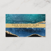 Modernes elegantes Black Gold Agate Visitenkarte (Vorderseite)