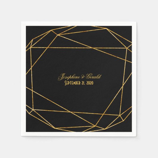 Modernes elegantes Black & Gold Empfang Dinner Serviette (Vorderseite)