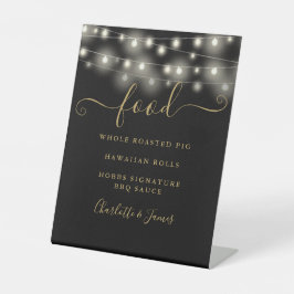 Modernes elegantes "Black Gold Food Menu" mit Stri Sockelschild