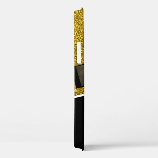 Modernes elegantes Black Gold Glitzer Monogram Fot Case-Mate iPhone Hülle (Rückseite / Rechts)